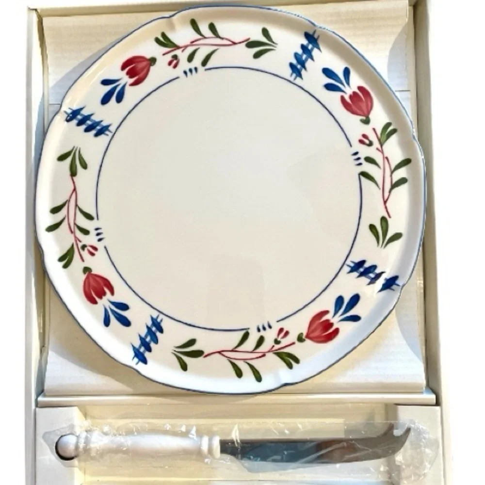 Provincial Designs by Nikko, cheese plate and knife, Avondale pattern, no damage